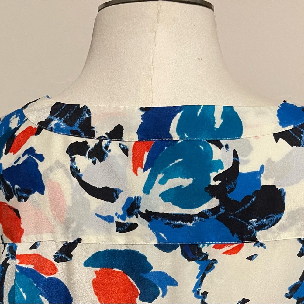J. Crew Floral Print Sleeveless Blouse - Blue and Red - Picture 5 of 7